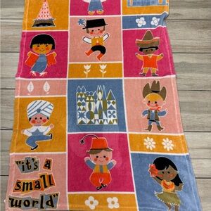 Colorful 'It's a Small World' Throw blanket Disney Parks Original 40x70